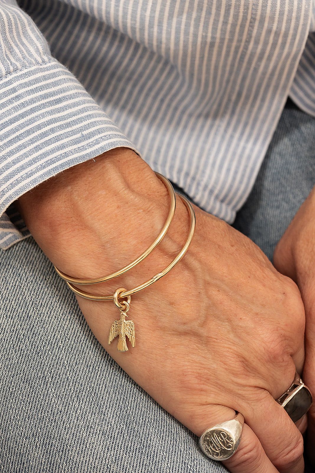 9 Carat Gold 2.5mm Bangle & Bluebird