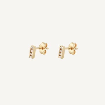 9 Carat Gold Rectangular Sparkle Stud