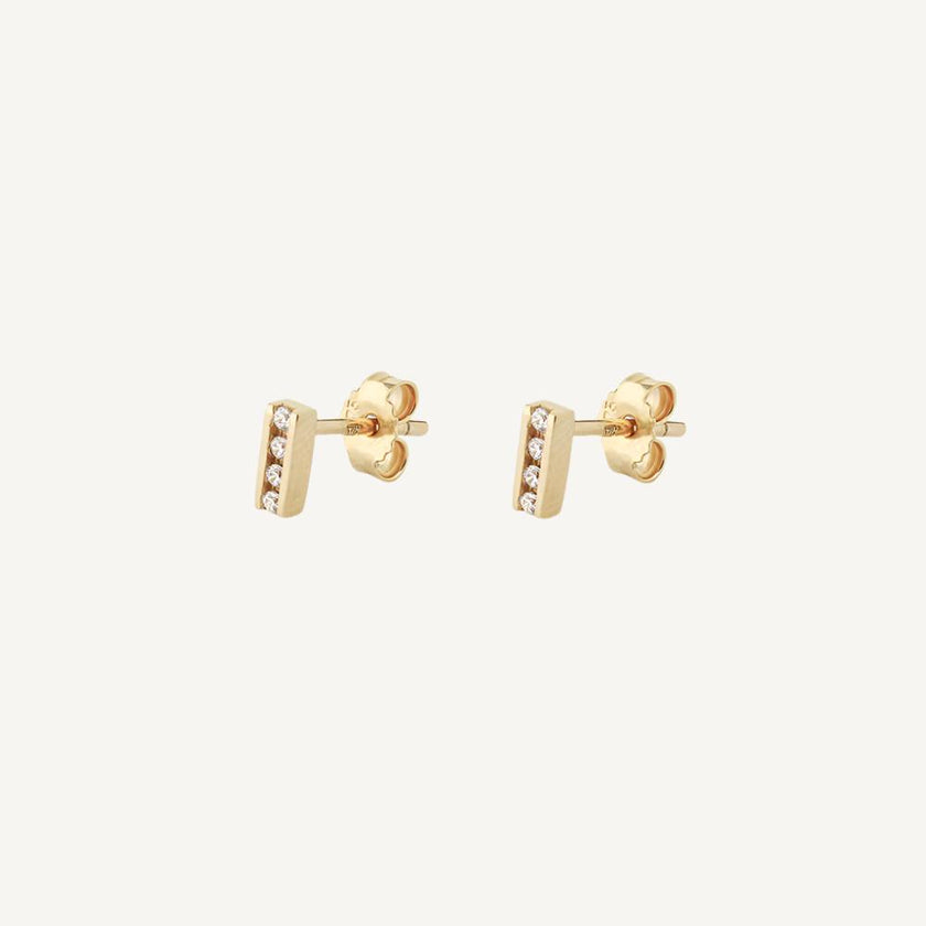 9 Carat Gold Rectangular Sparkle Stud