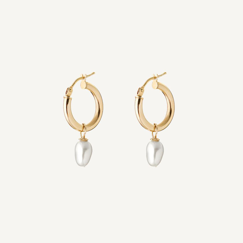 9 Carat Gold Mini Hoops & Pearl Charms