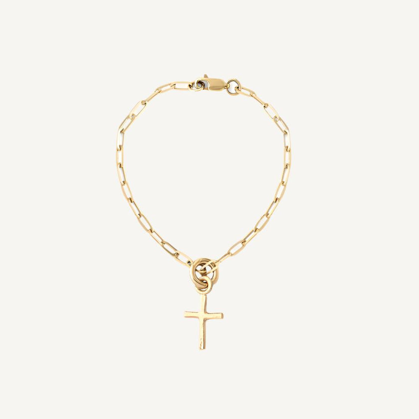 9 Carat Gold Trace Bracelet & Mini Cross