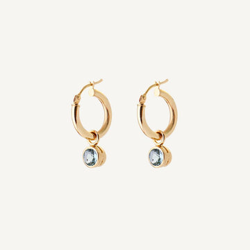 9 Carat Gold Mini Hoop and Blue Topaz Tiny Sweeties