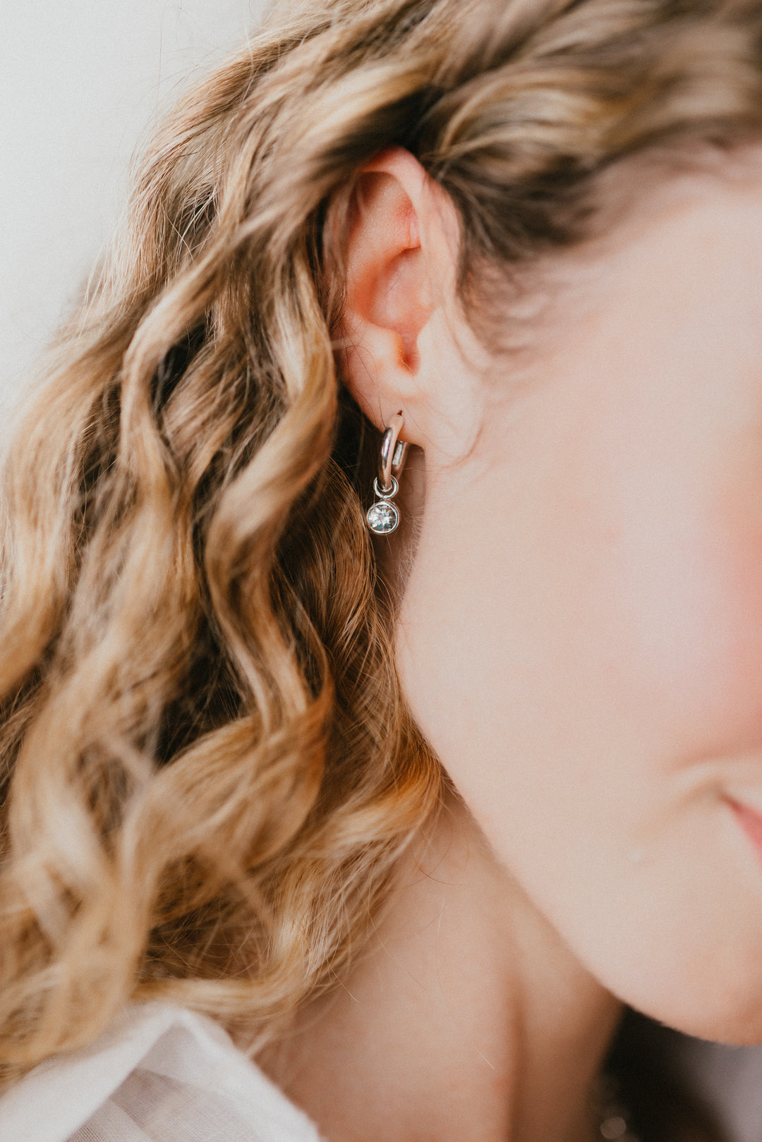 Mini Hoops and Clear Quartz Tiny Sweetie Charms