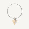 2.5mm Gold Heart & Kiss Charm Classic Bangle