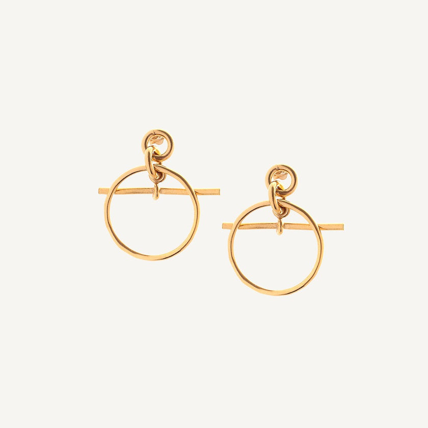 18 Carat Gold Plated T Bar Hoops