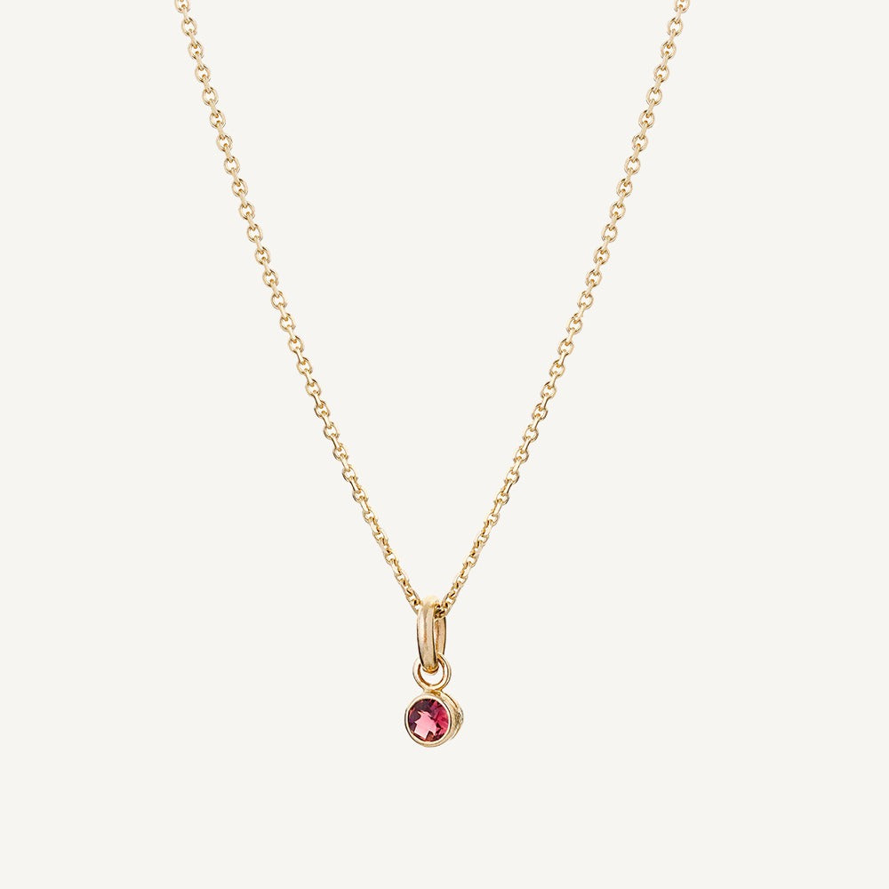 9 Carat Gold Fine Trace Chain & Pink Tourmaline Tiny Sweetie