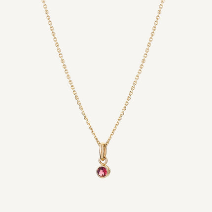 9 Carat Gold Fine Trace Chain & Pink Tourmaline Tiny Sweetie