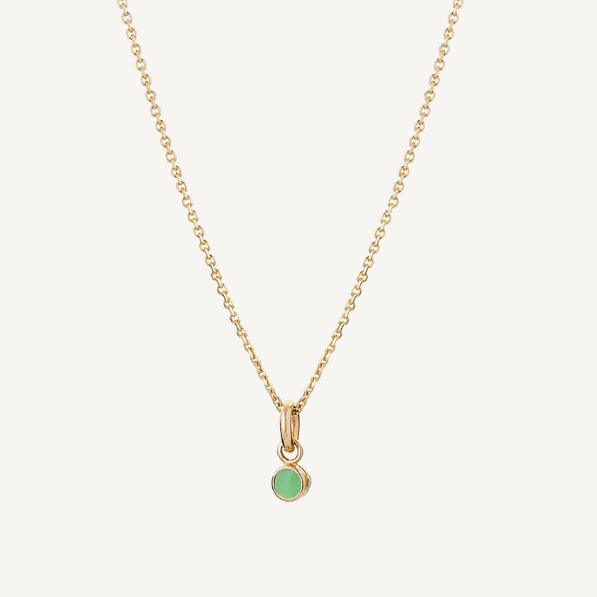 9 Carat Gold Fine Trace Chain & Chrysoprase Tiny Sweetie