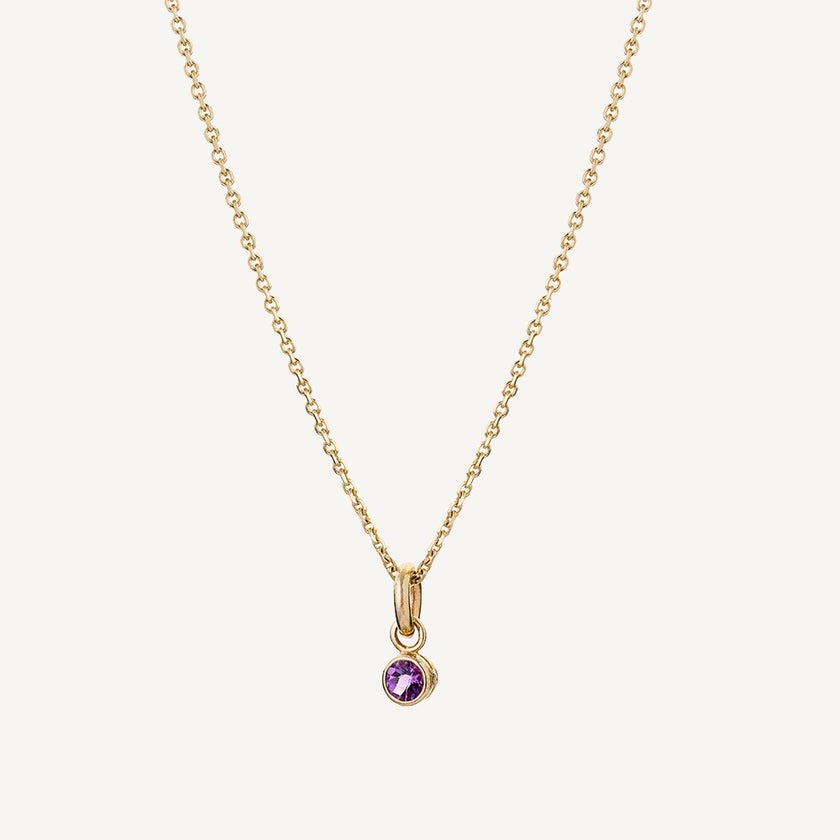 9 Carat Gold Fine Trace Chain & Tiny Amethyst Sweetie