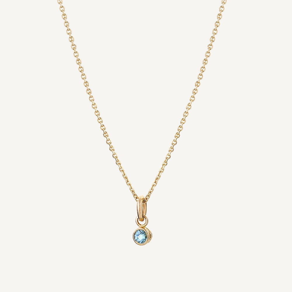 9 Carat Gold Fine Trace Chain & Blue Topaz Tiny Sweetie