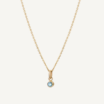 9 Carat Gold Fine Trace Chain & Blue Topaz Tiny Sweetie