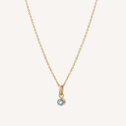 9 Carat Gold Fine Trace Chain & Blue Topaz Tiny Sweetie