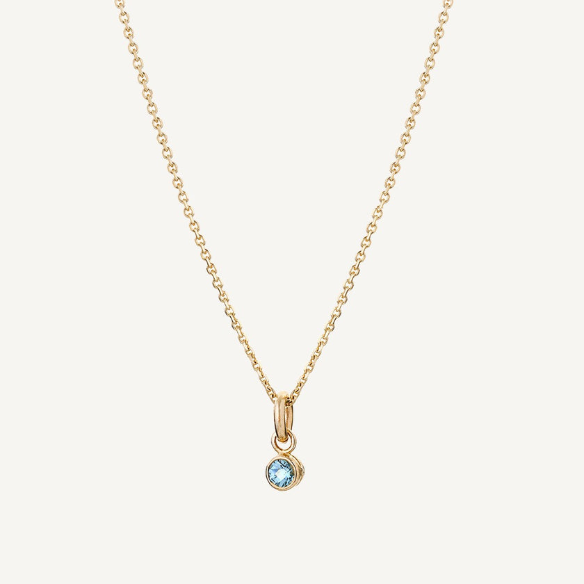 9 Carat Gold Fine Trace Chain & Blue Topaz Tiny Sweetie