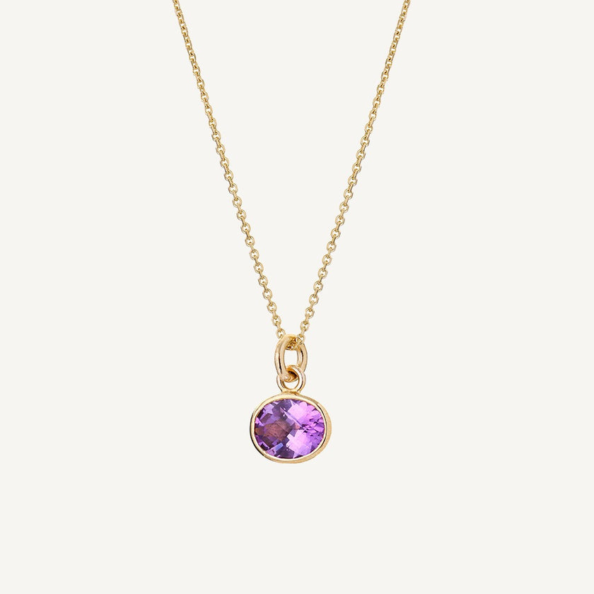 9 Carat Gold Fine Trace Chain & Amethyst Sweetie