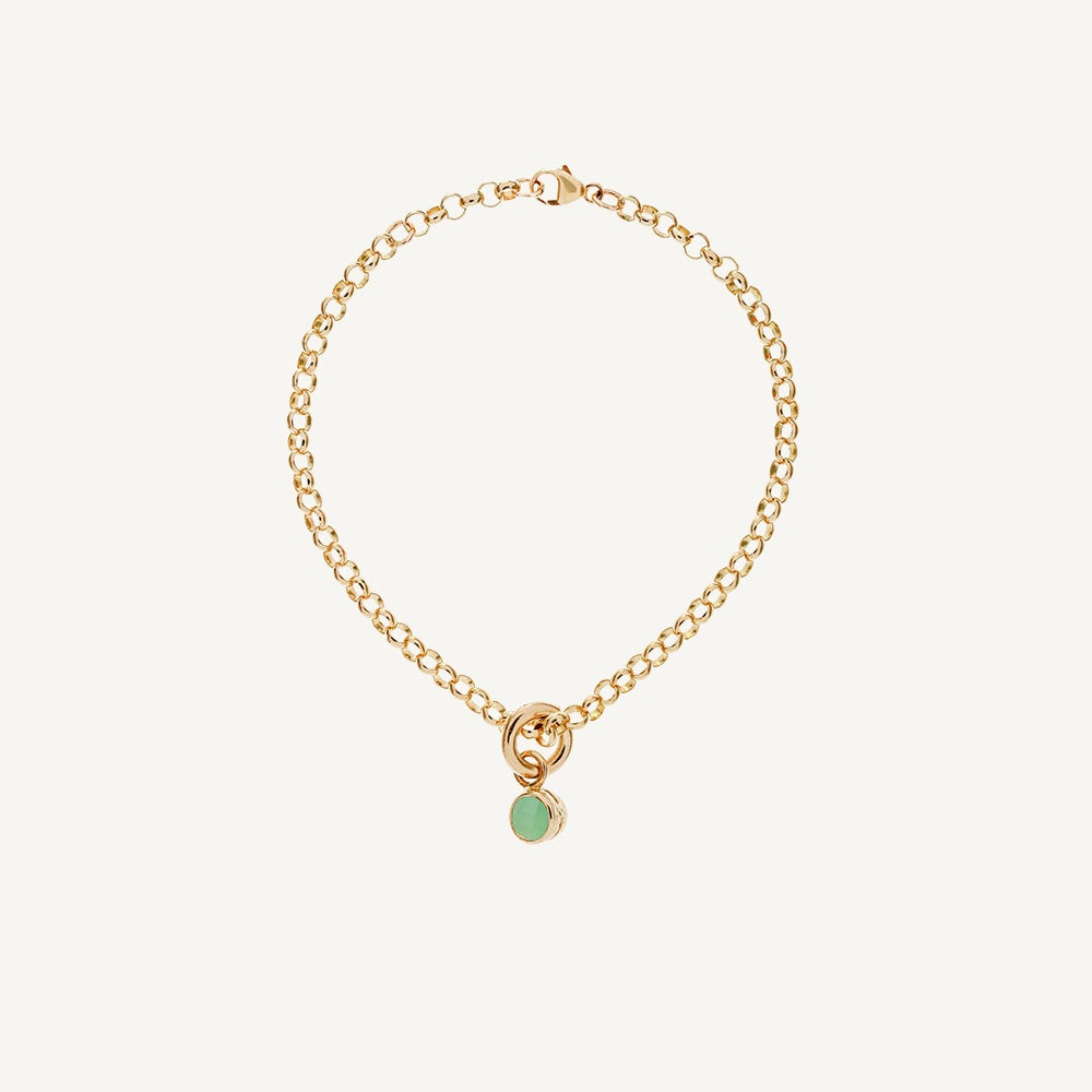 9 Carat Gold Belcher Bracelet & Chrysoprase Tiny Sweetie