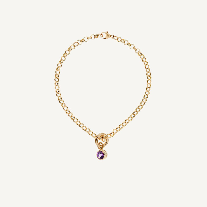 9 Carat Gold Belcher Bracelet & Amethyst Tiny Sweetie