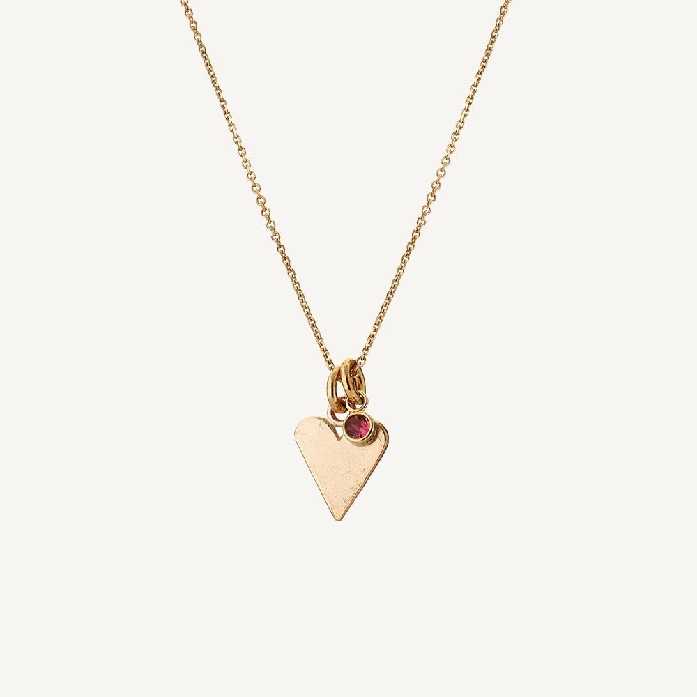 9 Carat Gold Heart & Tiny Pink Tourmaline Sweetie